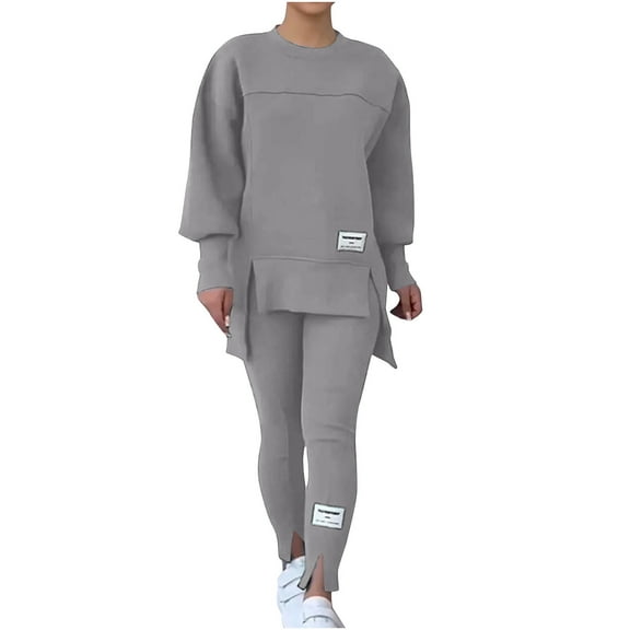 Idoravan Sweatsuits 2Pcs Sets Womens Sweatsuits Women 2 Piece Outfit Women Sweat Suit Hoodie And Leggings Casual And Comfortable Sweatshirt 2 Piece Suit Gray