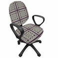 thumbnail image 1 of Abstract Office Chair Slipcover, Maze from Rectangles in Squares Pattern of Geometric Shapes Monochrome Art, Protective Stretch Decorative Fabric Cover, Standard Size, Dimgray Eggplant, by Ambesonne, 1 of 5