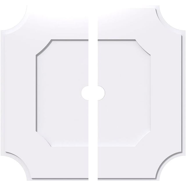 Ekena Millwork CMP24LE2-02000 24 in. OD x 2 in. ID Square Locke Architectural Grade PVC Contemporary Ceiling Medallion - 2 Piece