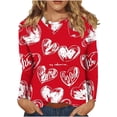 thumbnail image 6 of NuoCaiYun Valentines Tees for Women Women's Fashion Casual Round Neck Long Sleeve Love Heart Printed T-Shirt Tops, 6 of 6