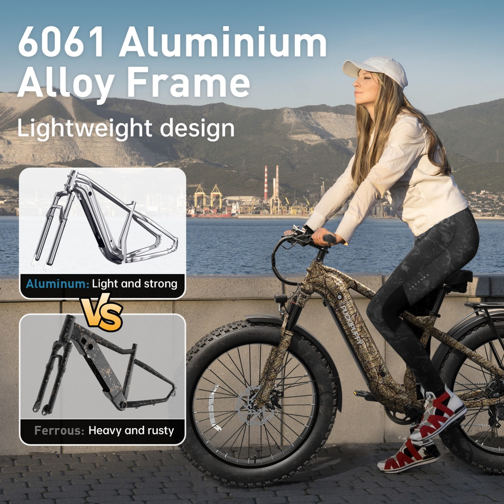 PUCKIPUPPY Electric Bike for Adults 28mph Top Speed 60Miles Max Range 960W Peak 26" Fat Tire Electric Mountain Bike 48V 15AH Removable Battery Ebike 7 Speed off Road E Bike, Comply with UL2849 By SGS
