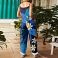 thumbnail image 4 of Iaqnaocc Hawaiian Jumpsuits for Women Summer Plus Size Boho Vacation Outfits for Women Sleeveless Floral Print Jumpsuits Rompers Casual Loose Adjustable Strap Womens Overalls Dark Blue XL, 4 of 6