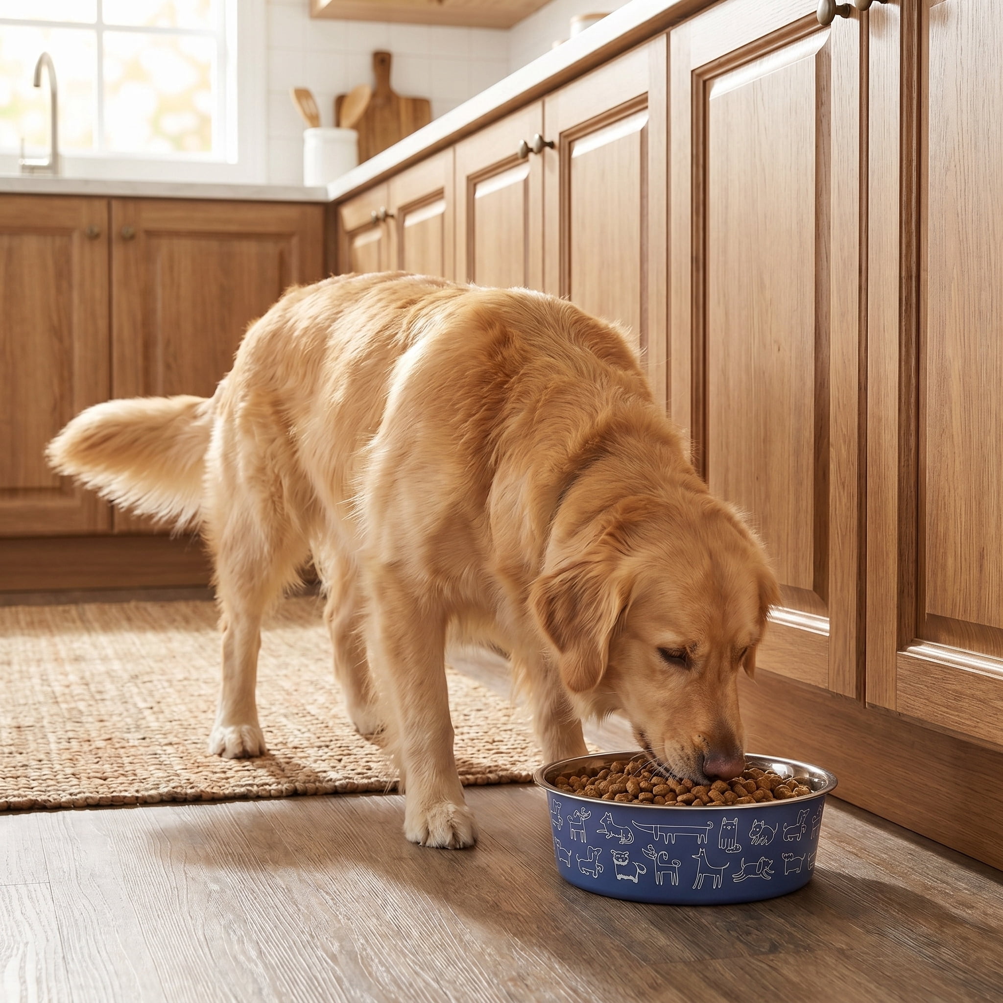 Vibrant Life Large 7.5-Cup Stainless Steel Dog Printed Pet Bowl, Navy