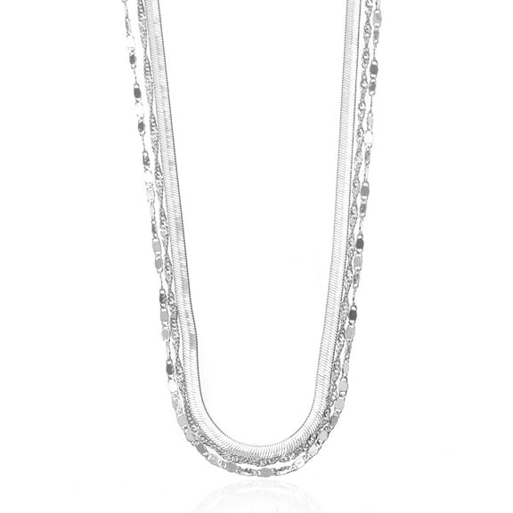 Women's Silver Chain Necklace Set, 3 Pieces