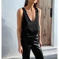 thumbnail image 5 of Womens Summer U Neck Satin Sleeveless Casual Tank Tops Black S, 5 of 7