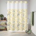 thumbnail image 4 of No Hook Shower Curtain, Yellow Spring Floral Shower Curtains for Bathroom with See Through Top Window, Green Botanical Wildflower Blossoms Waterproof & Washable Bath Curtain Stall 48"x72", 4 of 5