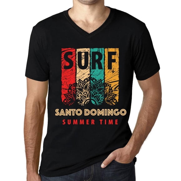 Men's Graphic T-Shirt V Neck Summer Time Surf In Santo Domingo Eco-Friendly Limited Edition Short Sleeve Tee-Shirt Vintage Birthday Gift Novelty