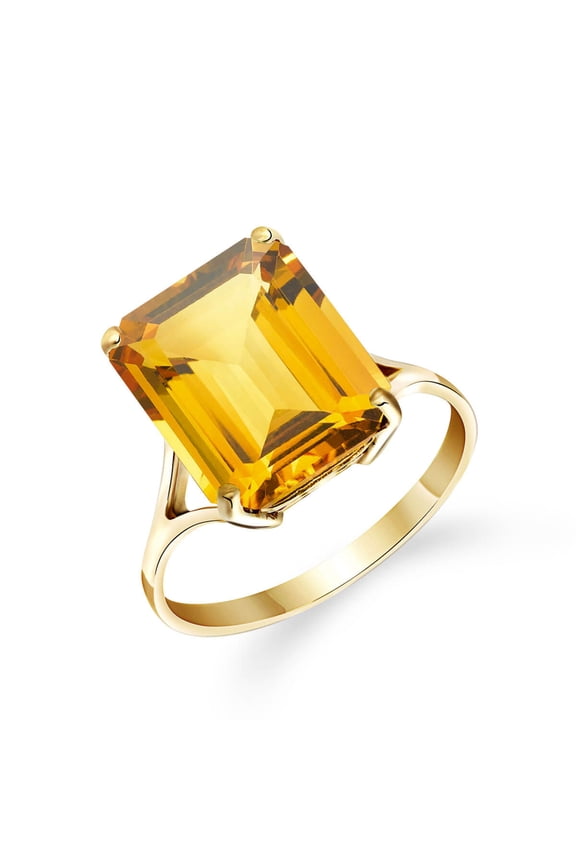 Size 6.0 inch 14K Solid Yellow Gold Ring With Octagon Shape Natural Citrine Grade AAA