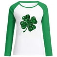 thumbnail image 4 of Lilgiuy St. Patrick's Day Blouses for Women Novelty Clover Print Patchwork Shirt Long Sleeve Round Neck Lightweight Pullover Baseball Tops for Family Reunions, 4 of 4