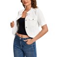thumbnail image 4 of INSPIRE CHIC Women's Short Sleeve Denim Jackets Cropped Button Down with Pockets Classic Jean Jacket 2XL White, 4 of 6