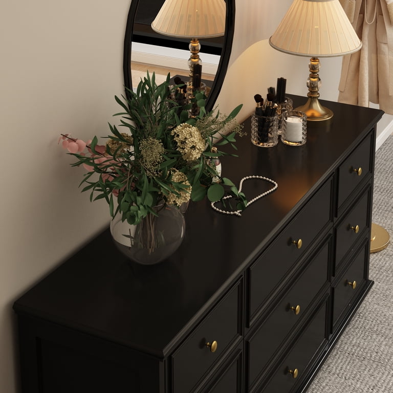 FUFU&GAGA Black Room 9 Drawer Dresser, 63"" Wide Organizer for Bedroom and  Nursery" - Walmart.com