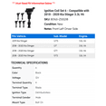 thumbnail image 2 of Ignition Coil Set 6 - Compatible with 2018 - 2020 Kia Stinger 3.3L V6 2019, 2 of 2