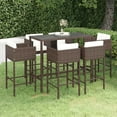 thumbnail image 1 of vidaXL Ensemble de Bar de Jardin 7 Pcs avec Coussins en Rotin Poly Brun, 1 of 5