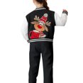 thumbnail image 7 of Staki Girls Christmas Long Cardigan Hoodies Girls Christmas Baseball Jacket – Kids Printed Varsity Bomber Jacket with Pockets(Black,13-14 Years), 7 of 7