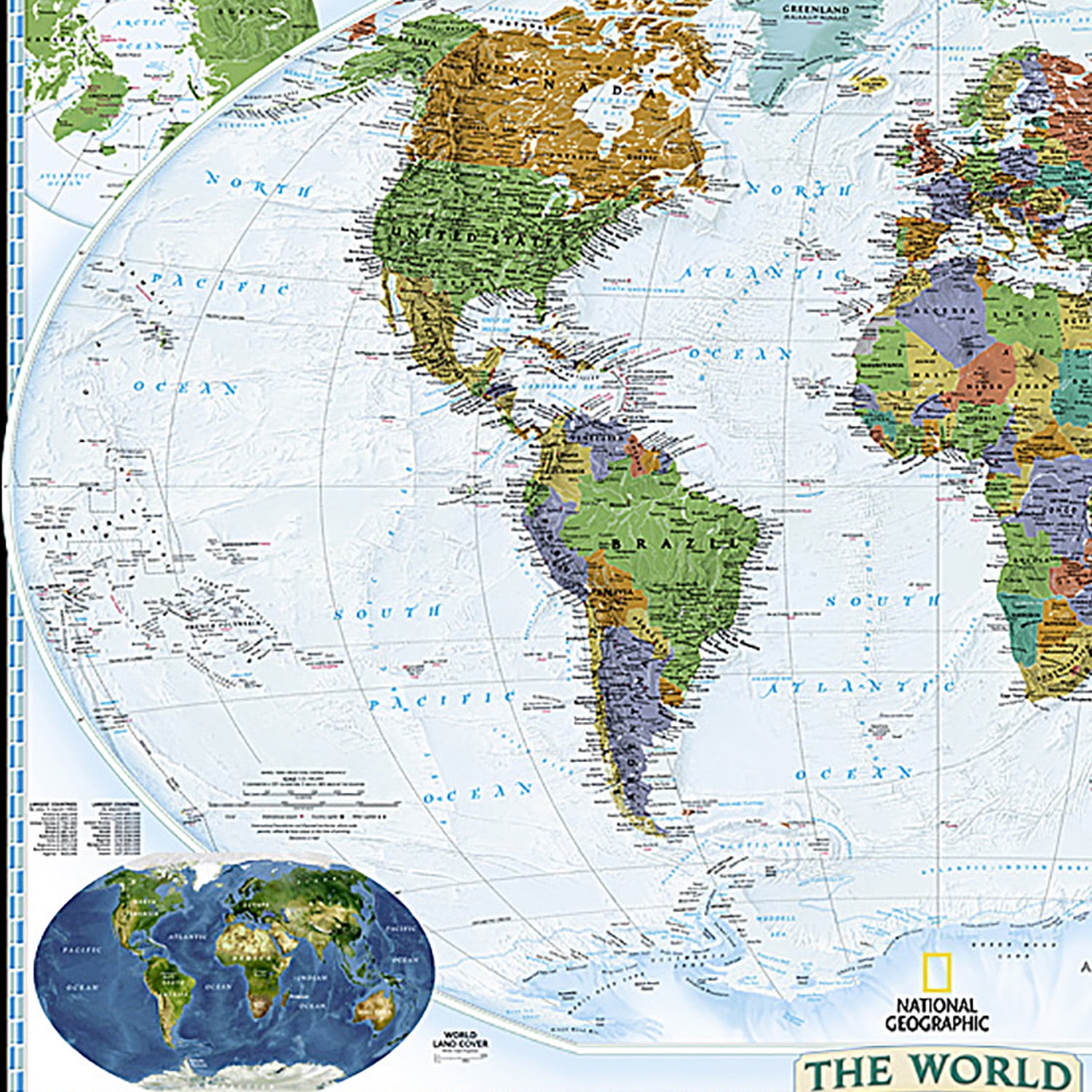 National Geographic World Decorator Map, Enlarged and Laminated