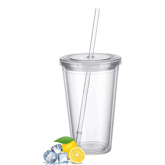 Double Insulated Tumbler, Eco-Friendly Reusable Cups With Leak Proof Lids And Straws, Double Wall Insulation Keeps Drinks Hot Or Cold, Bpa Free Transparent Cups With Colored Lids