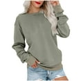thumbnail image 3 of Scyoekwg Trendy Crewneck Sweatshirts Women Fall Loose Casual Long Sleeve Ladies Sweatshirt Solid Color Pullover Sweatshirts for Teen Girls(Army Green,M), 3 of 7