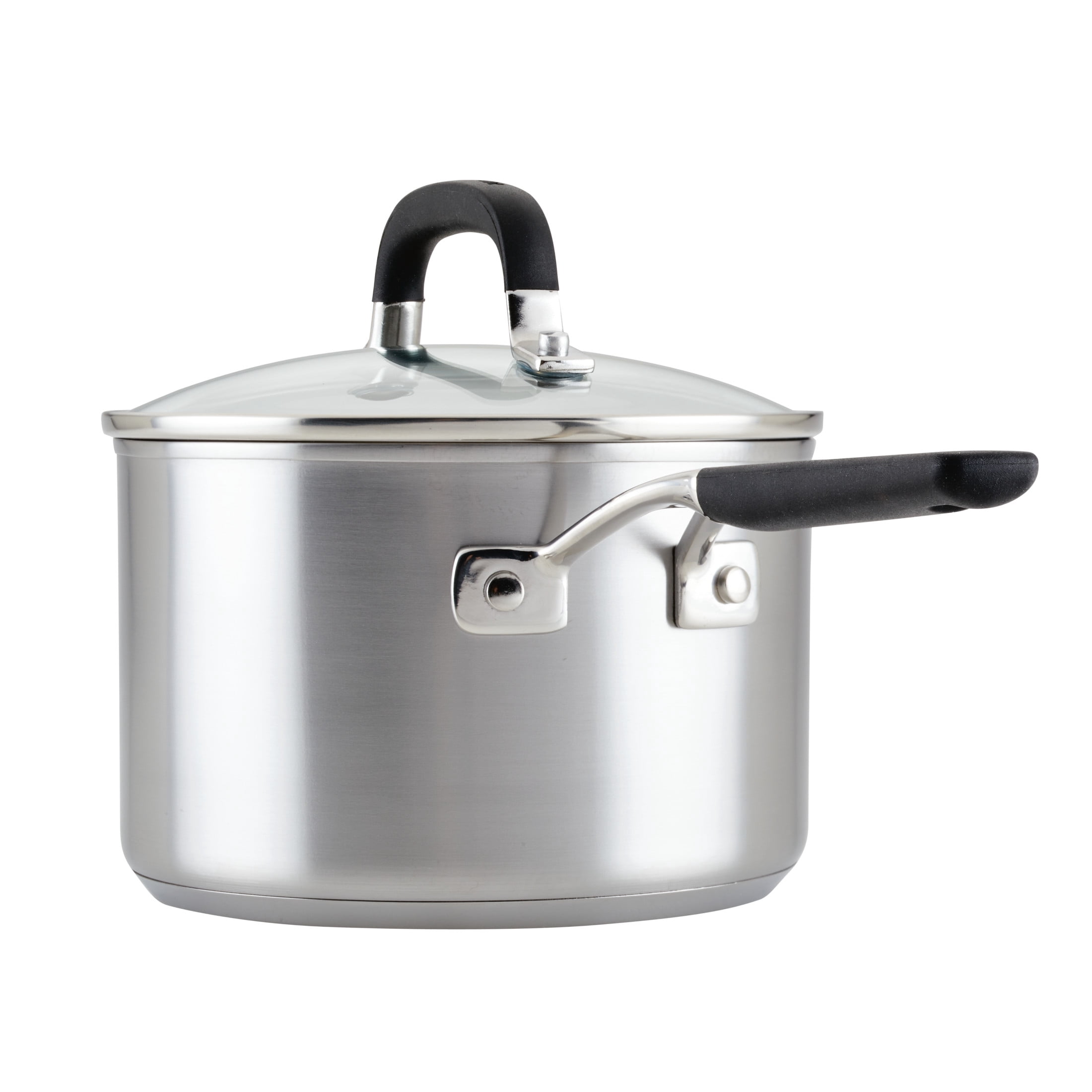 KitchenAid Stainless Steel Induction Saucepan with Lid, 3-Quart, Brushed Stainless Steel