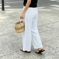 thumbnail image 6 of Dzrciro Pajama Pants for Women, Drawstring High Waist Wide Leg Stripes Pants with Pockets, Soft Daily Lounge Bottoms S-2XL, 6 of 6