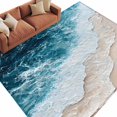 thumbnail image 2 of Blue Beige Washable Living Room Rugs 5'x8', Gradient Ocean Wave Beach Abstract Modern Art Low Pile Throw Large Area Rug Non-Slip Sturdy Edge Binding Carpet for Living Room Kitchen Office, 2 of 9