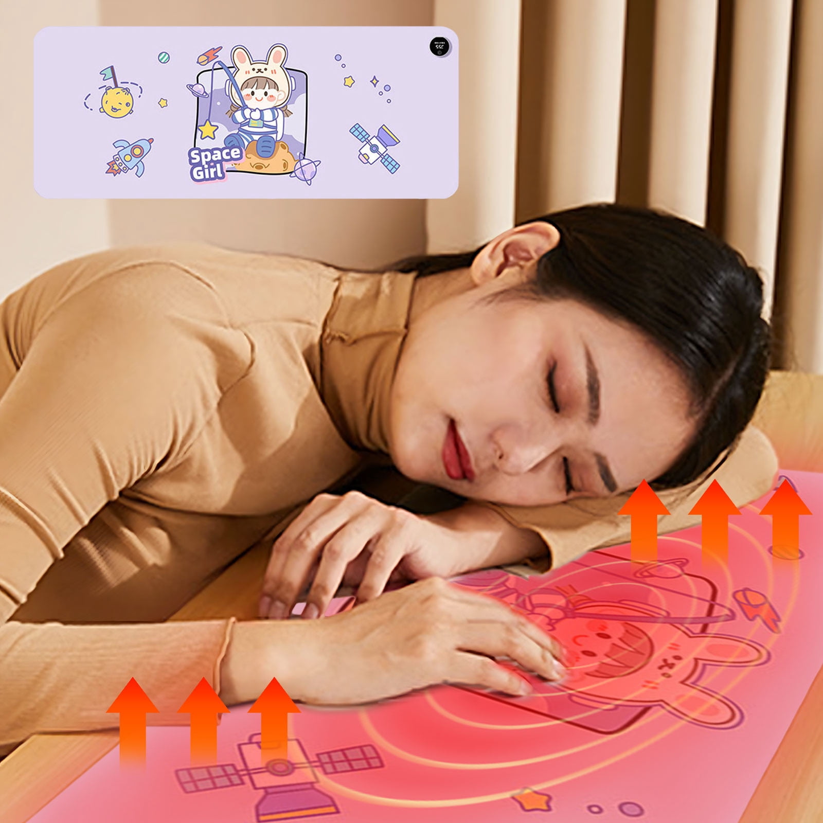 Heating Mouse Pad, Large Heating Table Pad, Office Computer Desktop Heating Pad, Convenient for Daily Use, Comfortable and Warm(A)