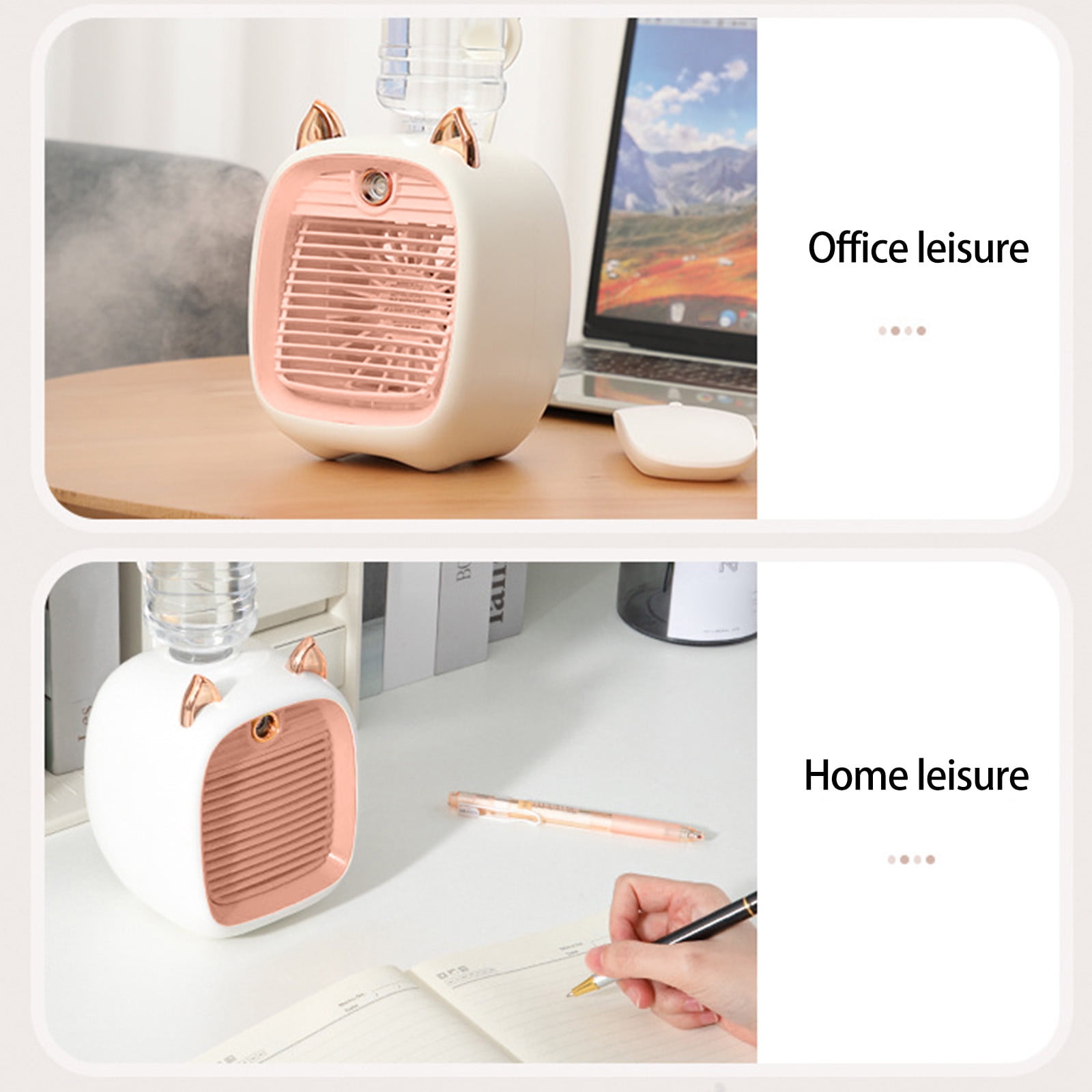 Floleo USB Air Cooler Fan with Water Spray, Portable Personal Evaporative Cooler, 3 Speed Mini Desktop Humidifier and Fan for Office Desk Bedroom, 250ml Tank, Quiet Cooling Fan