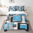 thumbnail image 2 of Manfei Western Artwork Twin Bedding Sets 7-Piece for Adult, Vintage Oil Printing Bedding Comforter Set, Blue Grey Watercolor Reversible Sheet Sets, Lightweight Room Decor, 2 of 7