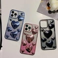 thumbnail image 2 of Compatible with iPhone 14 Pro Max Bling Case Glitter 3D Love Heart Electroplating Glossy Gradient Shiny Clear Cute Luxury Fashion Unique Shockproof Protection Cover for Women Girls Silver, 2 of 7