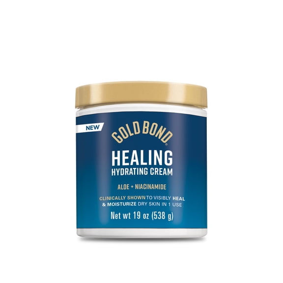 Gold Bond Healing Hydrating Face and Body Cream for Men and Women, Each Jar Delivers 72 Hour Hydration, Formulated with Aloe to Soothe Skin and Niacinamide to Restore Skin's Moisture Barrier, 19 oz.