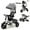 Gray, variant on Babyjoy 5-in-1 Folding Trike for Toddlers 1-5 Years Old with Safety Harness Storage Blue
