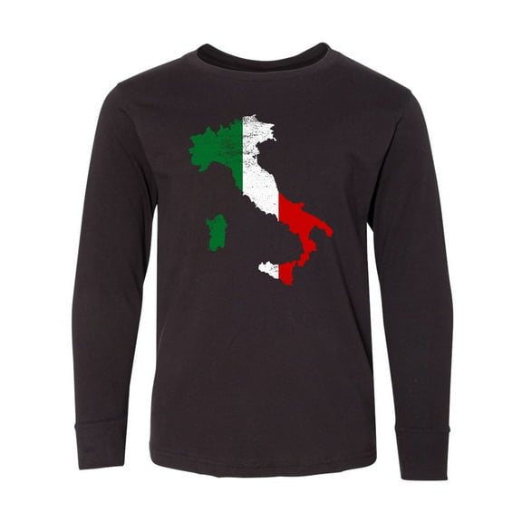 Inktastic Italian Map Flag Long Sleeve Youth T-Shirt