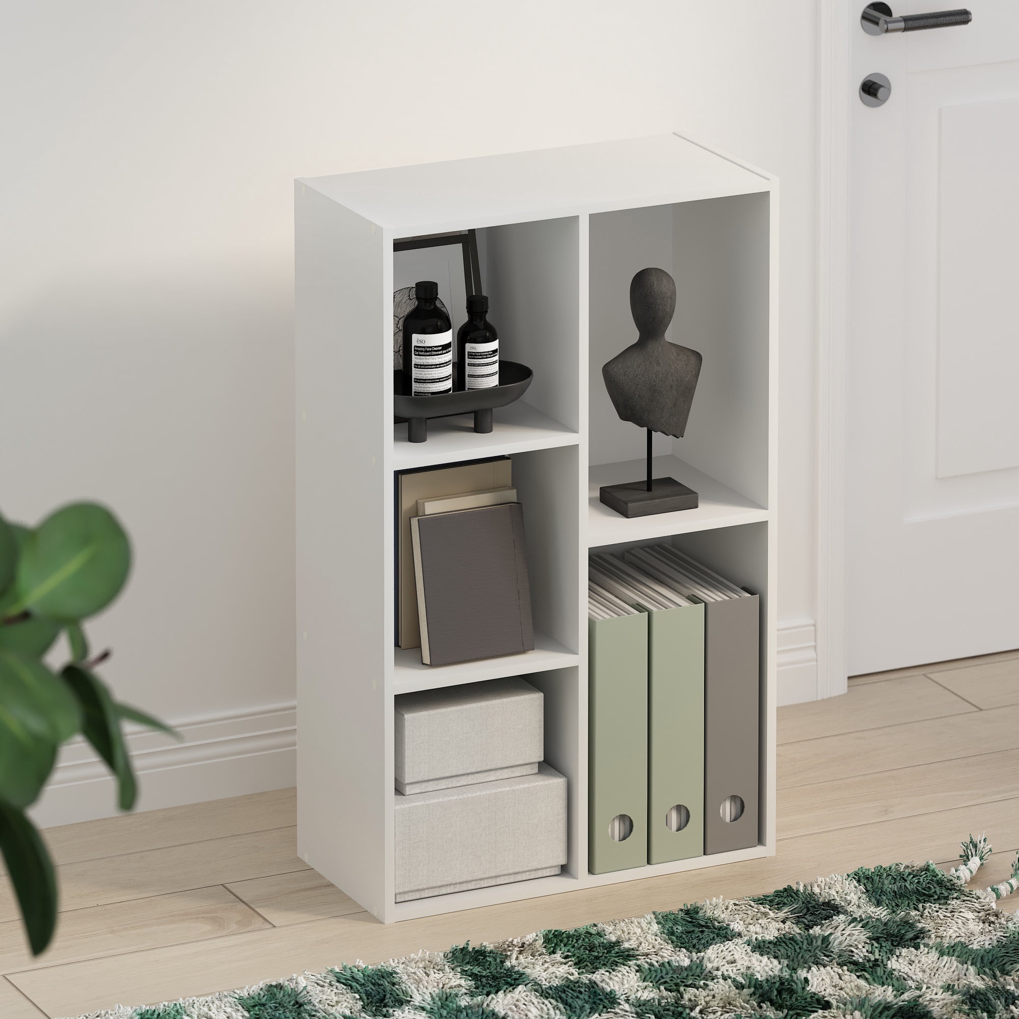 Furinno Tomi Organizer Bookcase, Bookshelf, 5-Cube, White