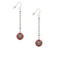 thumbnail image 2 of Delight Jewelry Silvertone Red Enamel Fire Department Medallion - Silver-tone Long Sparkle Dangle French Earrings, 2 of 4