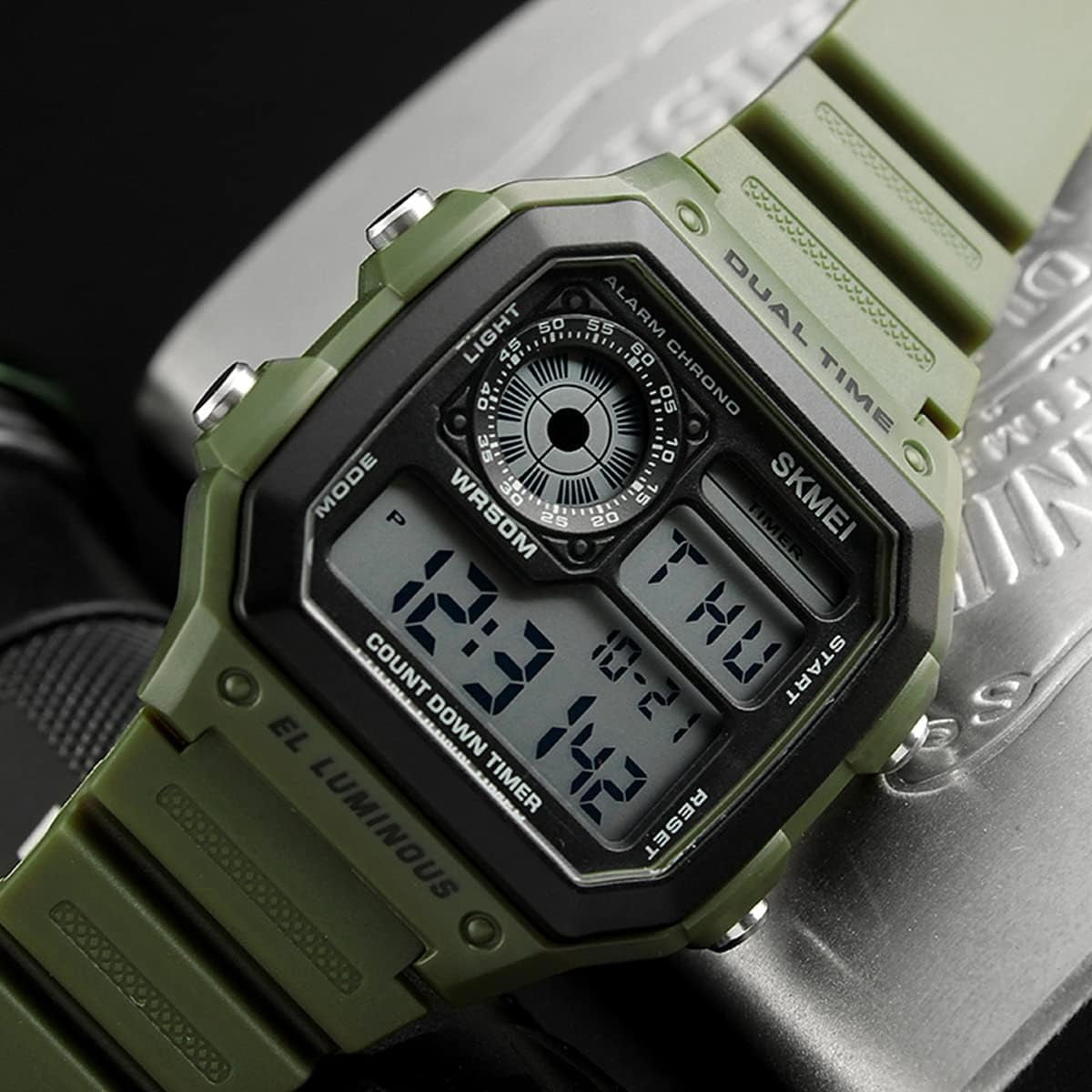 Wrist Watch for Men, Digital Sports Waterproof Watch with Dual Time Chronograph Countdown Alarm Backlight