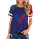 thumbnail image 1 of Top Plisado Gradiente de las Mujeres, Cuello de la Tripulación Manga Corta Blusa Suelta para el Hogar Y el Uso Diario, Ligera Túnica de Moda Casual, 1 of 2