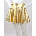 thumbnail image 3 of TiaoBug Kids Girls Shinny Metallic Mini Skater Skort Glossy Flared Pleated Scooter Skirt Gold 12, 3 of 6