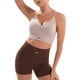 thumbnail image 4 of FRESOUGHT Conjuntos de entrenamiento para mujer 2 piezas acanalado cuello en V correa de hombro ajustable sujetador deportivo cintura alta pantalones cortos de yoga trajes, 4 of 4