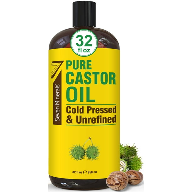 Aceite de ricino Seven Minerals prensado en frío 946 ml para el crecimiento del cabello