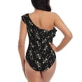 thumbnail image 5 of Cauagu Happy Skeletons Dancing Print Women's Sexy One Piece Swimsuits One Shoulder Ruffle Tummy Control Bathing Suit Slimming Swimwear-XX-Large, 5 of 6