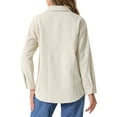 thumbnail image 3 of Chaqueta de camisa de tweed INSPIRE CHIC para mujeres con cuadros de mangas largas y sueltas, 3 of 5