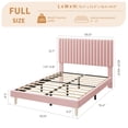 thumbnail image 3 of Twin Size Bed Frame, Upholstered Platform Bed Frame with Vertical Channel Tufted Adjustable Headboard, Strong Wooden Slats Support, 3 of 6