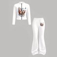 thumbnail image 5 of WhouRiu Girls Christmas Graphic Outfit Sets Fall Winter Long Sleeve Zip Up Jacket Flared Pants Clothes Set 4-14 Years, 5 of 6
