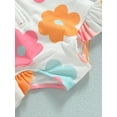thumbnail image 6 of Toddler Baby Girl One Piece Swimsuit Floral Ruffled Long Sleeve Zipper Bathing Suit Rash Guard Kids Swimwear Beachwear, 6 of 6