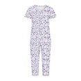 thumbnail image 4 of Puntoco Conjunto de pijama cómodo para mujer Conjunto de pijama y pantalón de manga corta con cuello en V para mujer Conjunto de pijama informal con bolsillos, 4 of 5