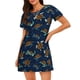 thumbnail image 1 of Easygdp Sea Turtles Swimming Camisón de manga corta para mujer, informal, estampado, 1 of 6