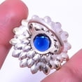 thumbnail image 2 of Blue Sapphire (Simulated) 925 Sterling Silver Bali Flower Ring s.7 R7460-5, 2 of 2
