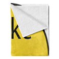 thumbnail image 2 of Yellow Soft Flannel Fleece Throw Blanket, Healthy Life Theme Illustration of Bike to Work Circle Design Artwork Print, Cozy Plush for Indoor and Outdoor Use, 50" x 60", Yellow and Black, by Ambesonne, 2 of 5