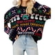 thumbnail image 3 of Suéter Navideño de Larga con Cuello Redondo y Estampado de Copos de Nieve para Mujer, de Talla Grande, Tejido de Punto Suave Azul Marino XL, 3 of 9