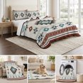 thumbnail image 6 of Twin Quilt Set 68''x86'', Boho Southwest Lightweight Summer Bedspread Coverlet Set with 2 Pillow Shams, Bohemian Country Geometric Motifs Breathable All Season Quilt Bedding for Dorm/Bedroom, 6 of 9