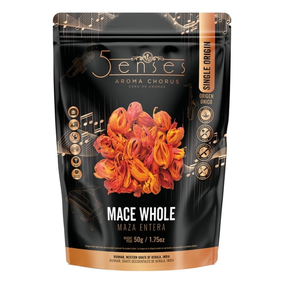 5Senses Whole Mace Spice | Javitri | Aroma Chorus | Single Origin, Non-GMO, Fairtrade | Premium Artisanal Whole Spice | Kosher, Vegan & Gluten-Free (50g/1.75oz)
